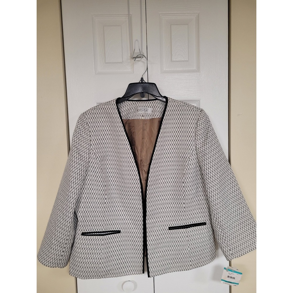 Kasper Women's Blazer Sz 16 Multi‎ Open Front Career Blazer Jacket MSRP 119$